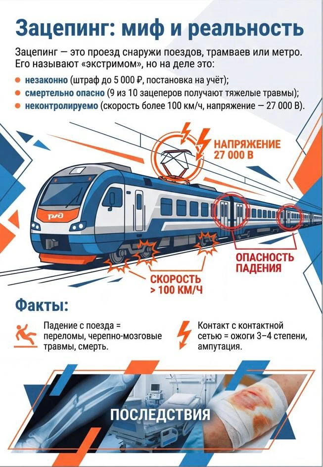 ⚠️ Зацепинг — это не экстрим, а прямая угроза жизни! Не повторяйте чужих ошибок, не рис...