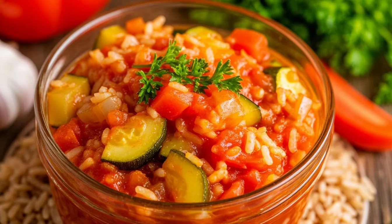 🍅Салат из кабачков с помидорами и рисом.

Эта заготовка станет настоящим спасением в зимние дни, он