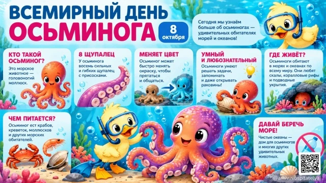 ▶️ 8 октября -ДЕНЬ ОСЬМИНОГА!                                                          ...