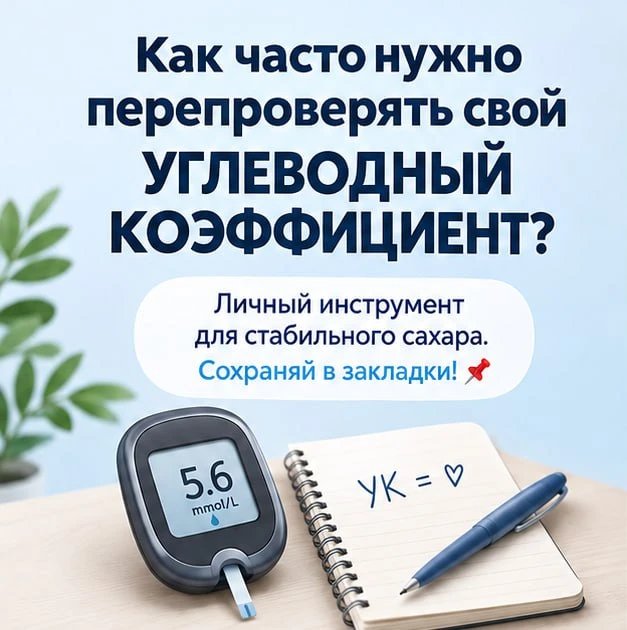 📌 Как часто перепроверять свой углеводный коэффициент? 🤔💉