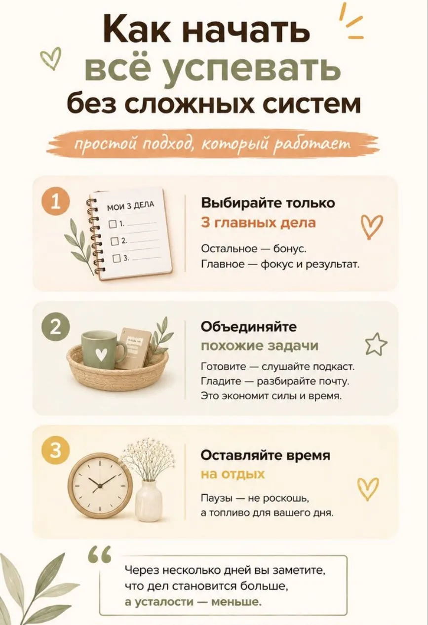 Как начать всё успевать без ез сложных систем 😊👆💖