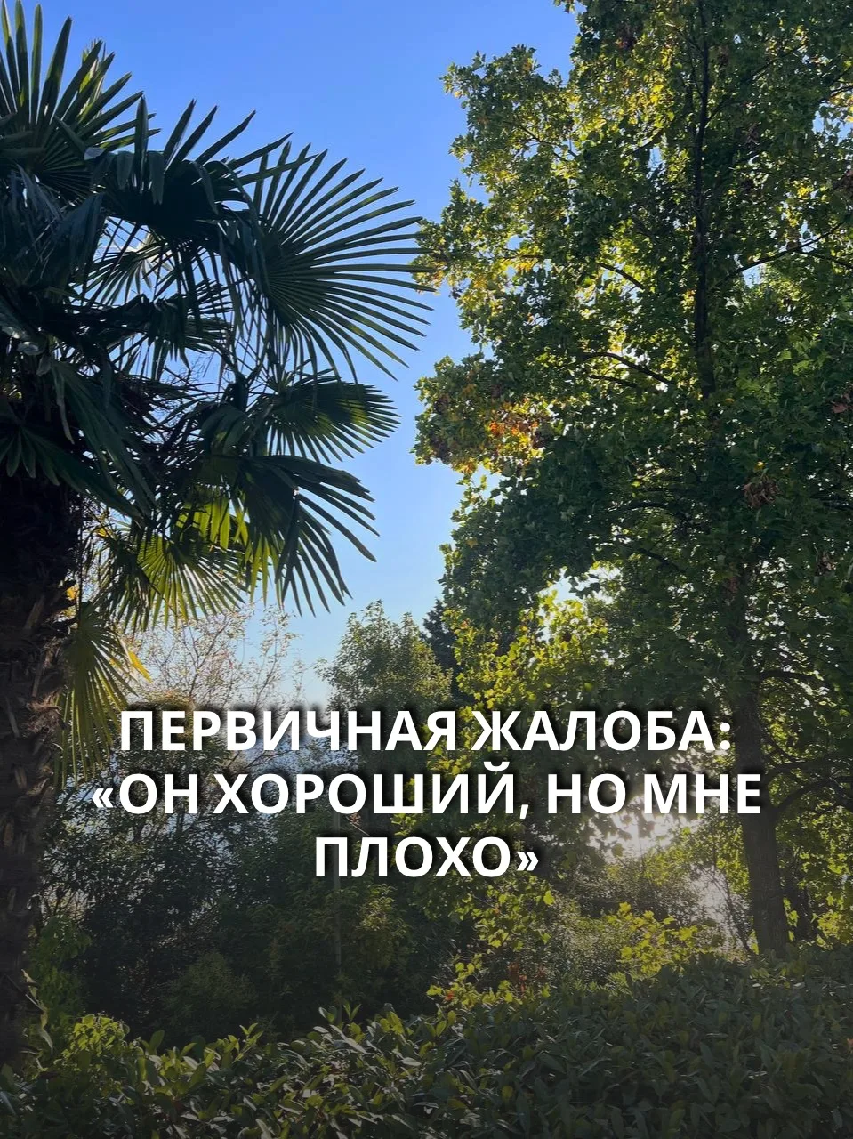 Первичная жалоба: «Он хороший, но мне плохо»