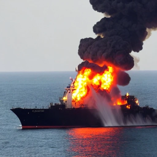 В Черном море идёт пожар нефти после инцидента с танкером. Пожар продолжается.