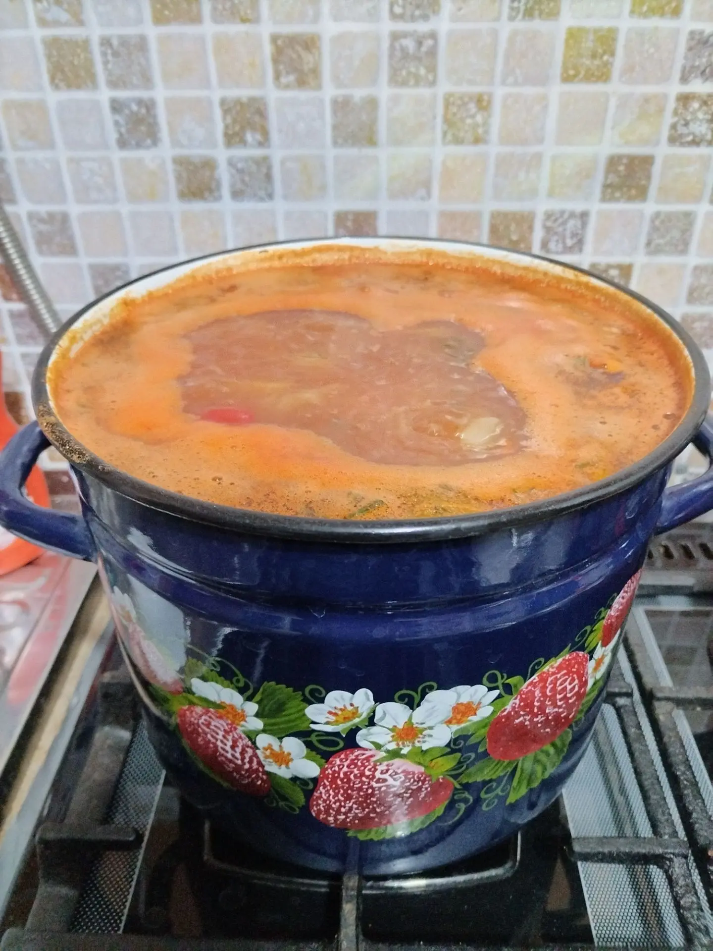 Борщь с фасолью на гусиной домашней тушенке