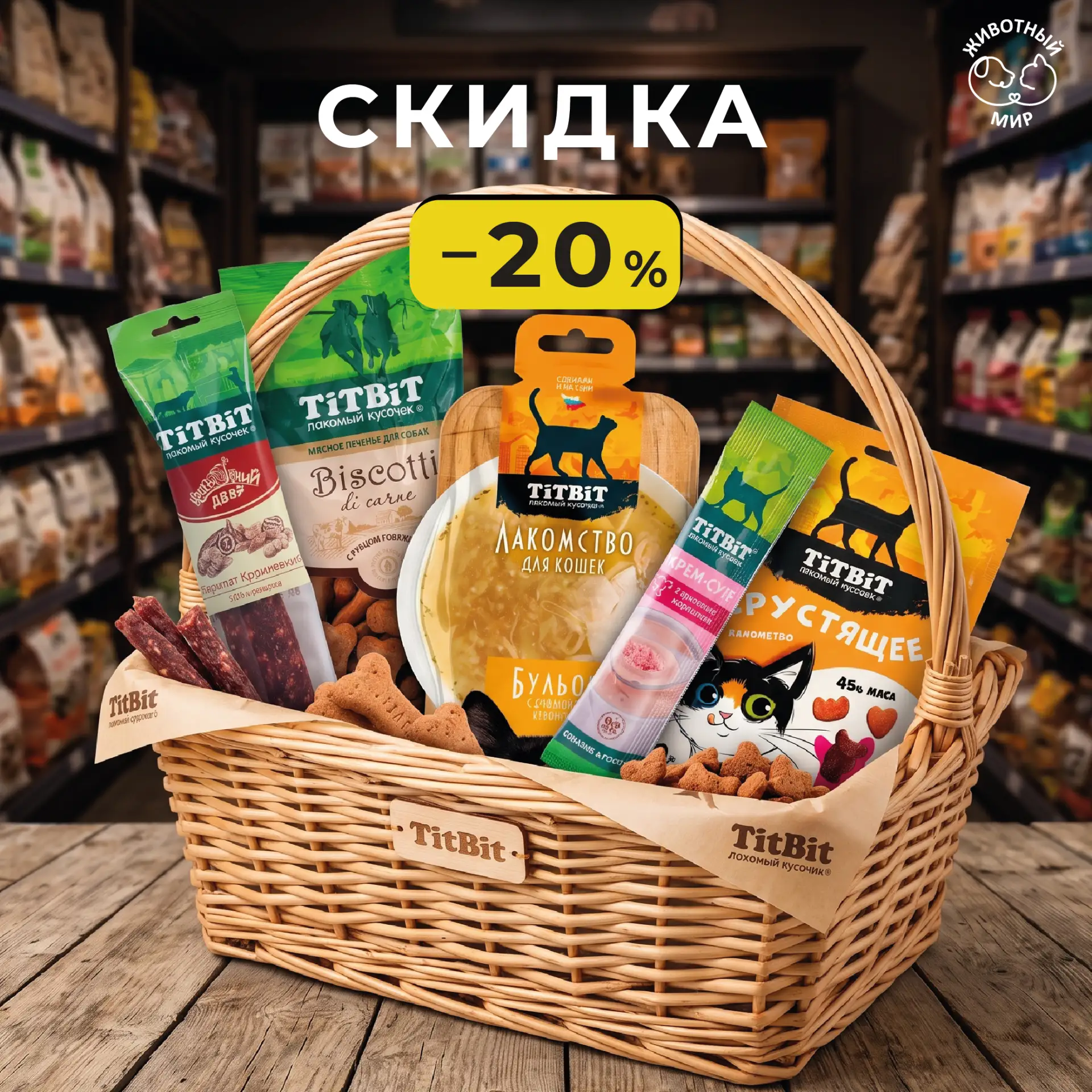 🍖 Октябрьский ценопад: СКИДКА 20% на любимые лакомства TitBit!