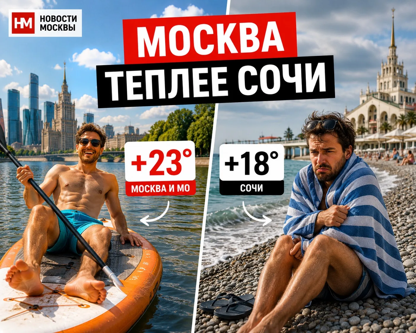 🌊 Вода в Москве оказалась теплее, чем в Сочи

Вода в реках Москвы и Подмосковья прогрелась до +17…+
