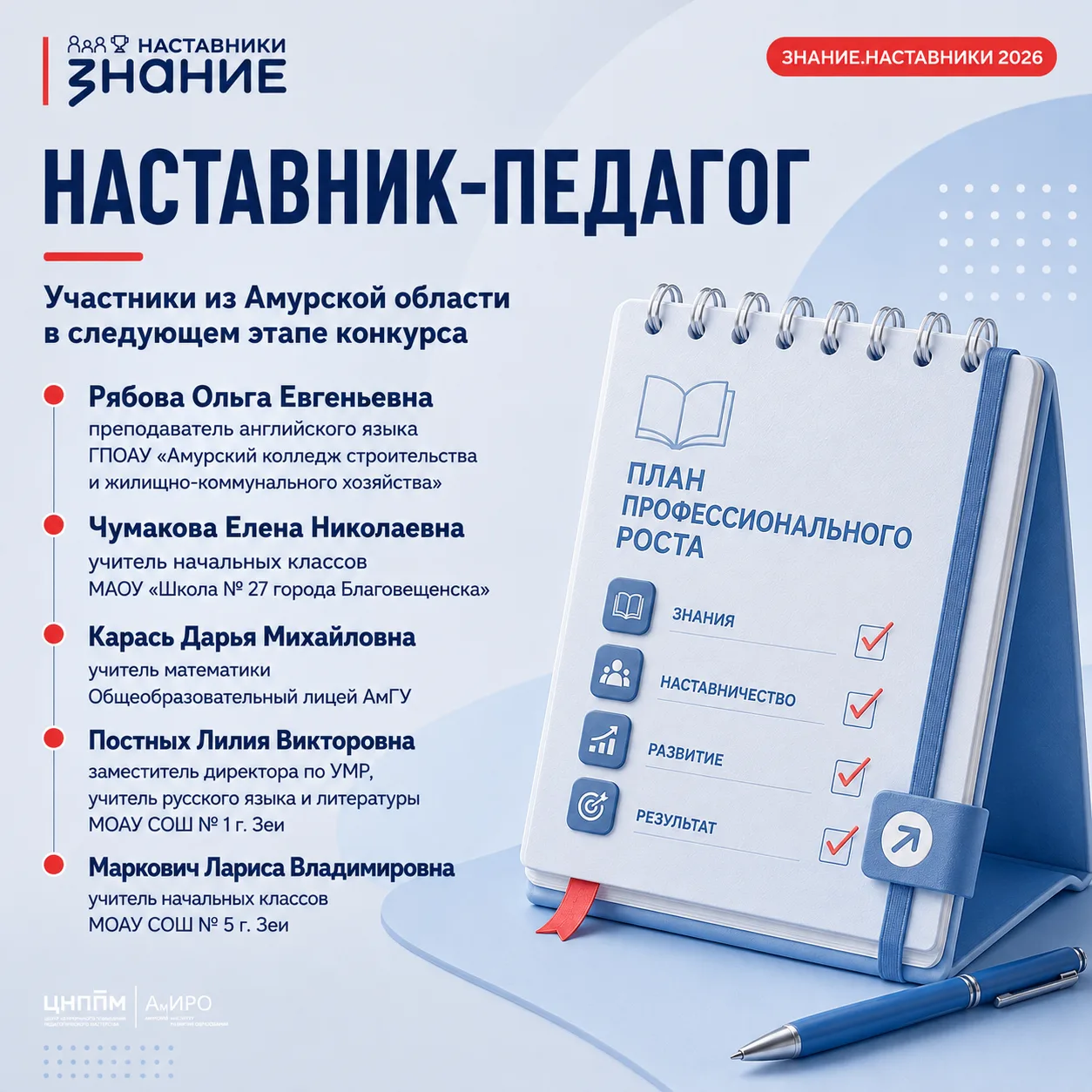 10 педагогов из Амурской области — в следующем этапе конкурса «Знание.Наставники» 🚀