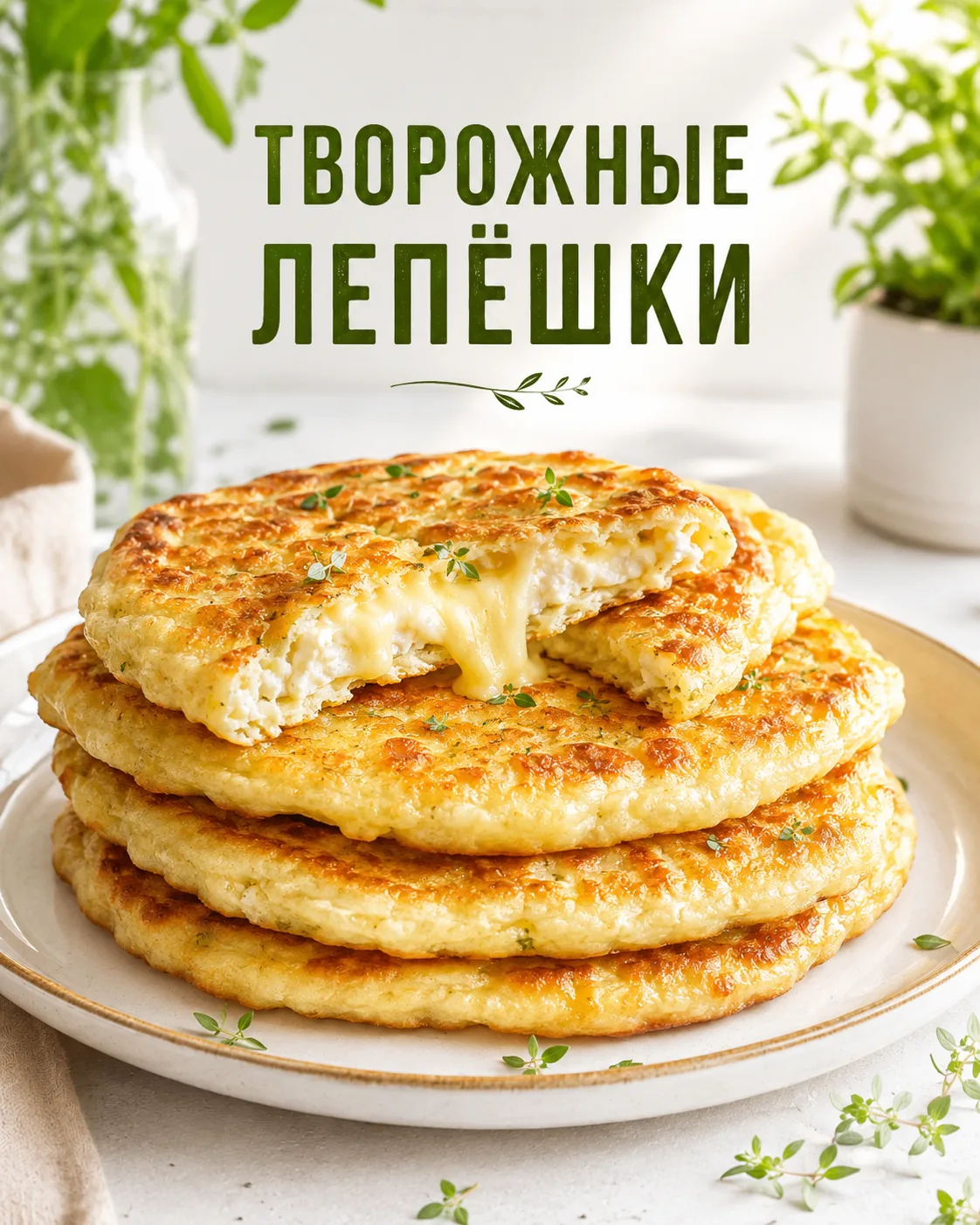 🧀 Творожные лепёшки с сыром на сковороде