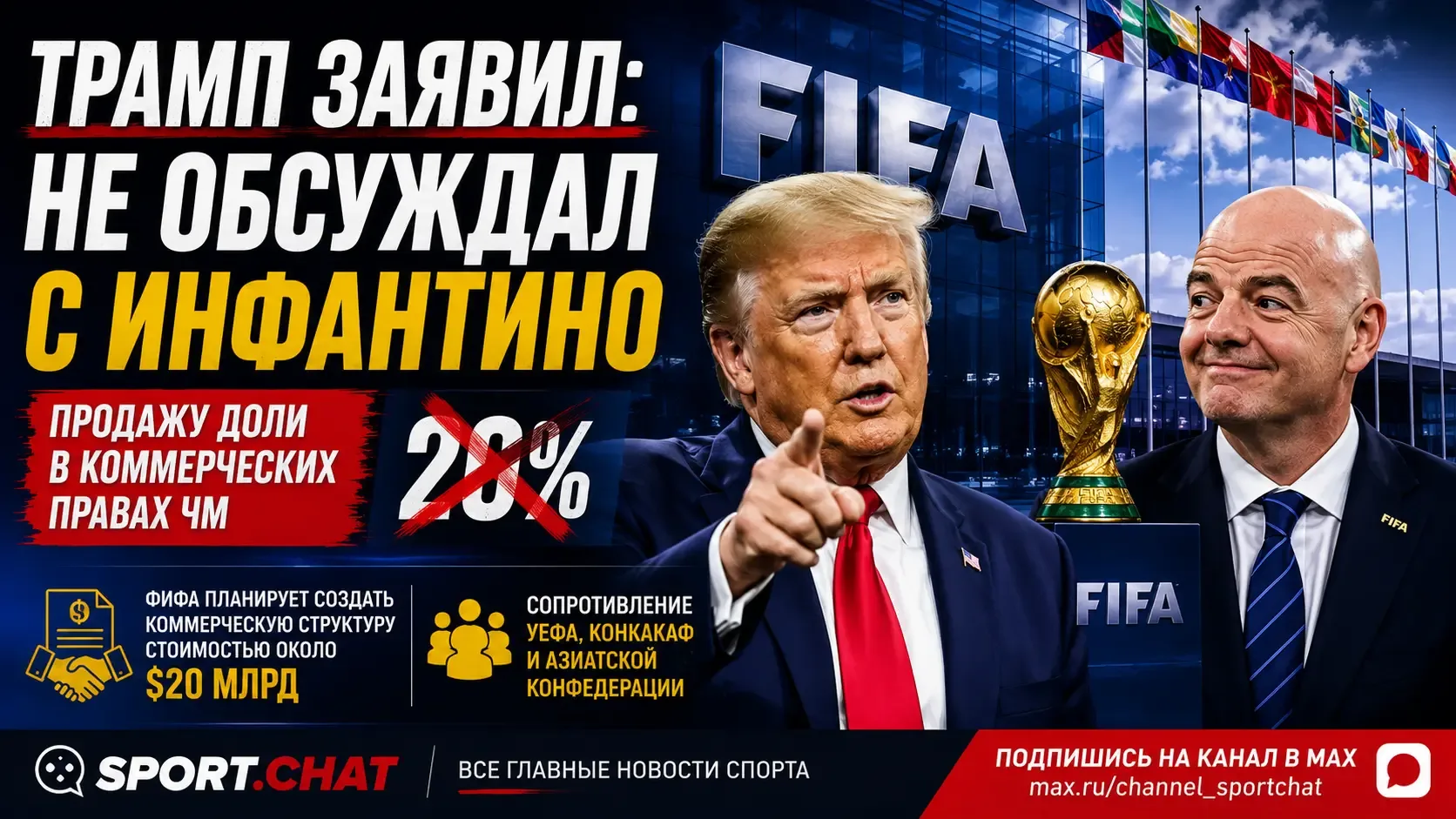 Трамп заявил, что не обсуждал с Инфантино продажу доли в коммерческих правах ЧМ
