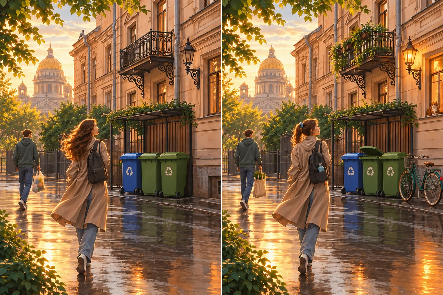 Утренний петербургский дворик и аккуратная площадка для отходов. На первый взгляд перед вами две абс