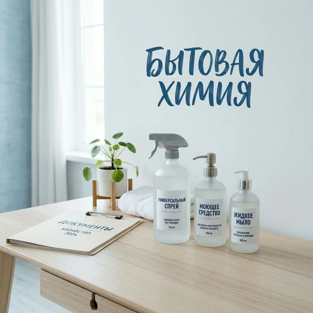 Средство для мытья посуды, прочистка труб, спрей для обуви, освежитель воздуха, репелле...