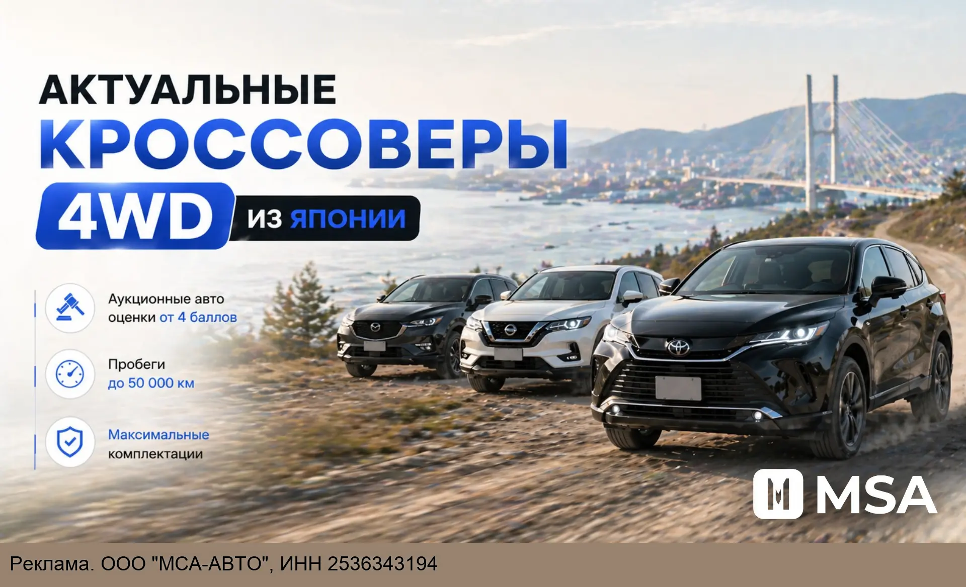 Актуальные подборки кроссоверов 4WD под заказ из Японии