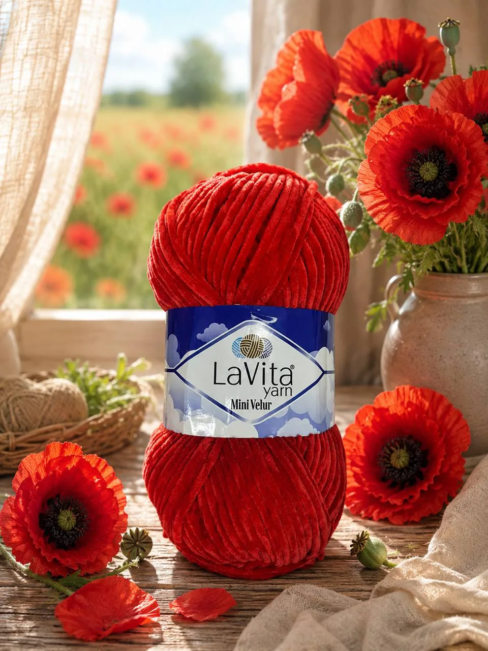 ❤️ LaVita Mini Velur 2313 - яркая плюшевая пряжа в красно-малиновом оттенке