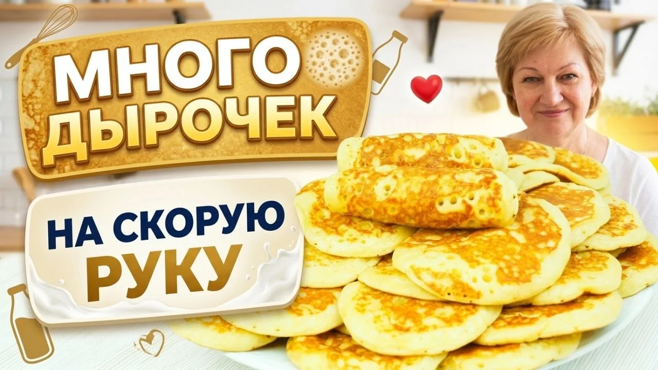 Нежные и мягкие: тонкие оладьи с дырочками на кефире