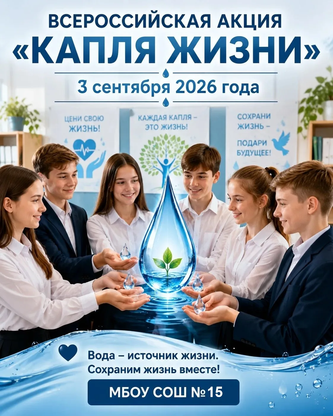 💧 ЗАВТРА — ВСЕРОССИЙСКАЯ АКЦИЯ «КАПЛЯ ЖИЗНИ»