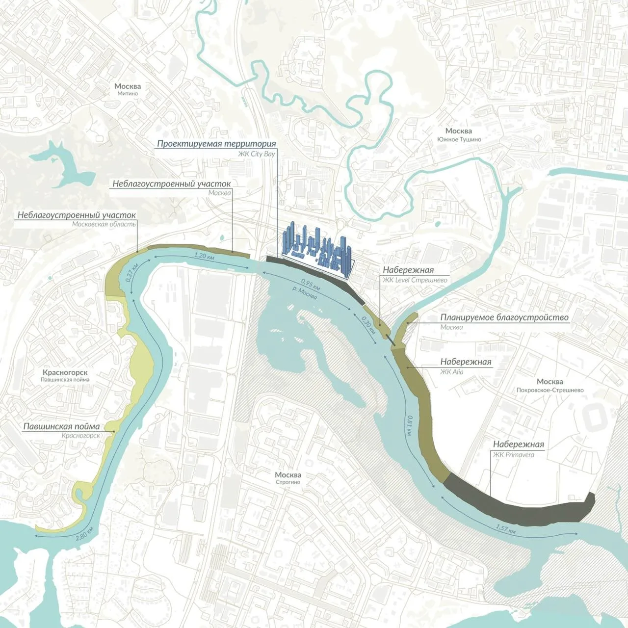 ❗️У City Bay в Москве открыли первую часть новой набережной вдоль Москвы-реки. Для посетителей уже д