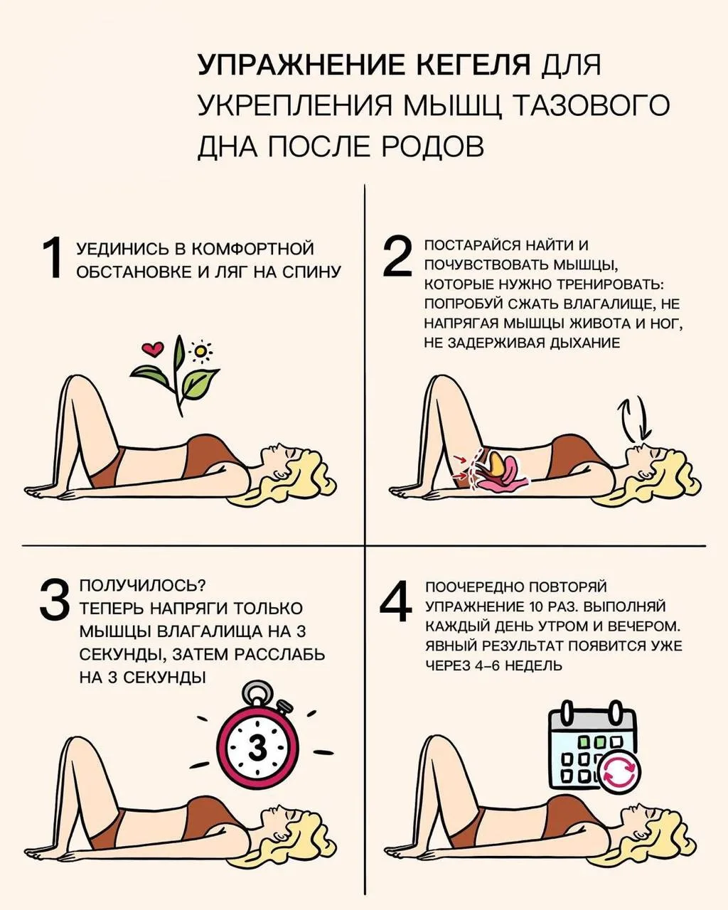 Упражнение Кегеля для укрепления мышц тазового дна после родов!🥰