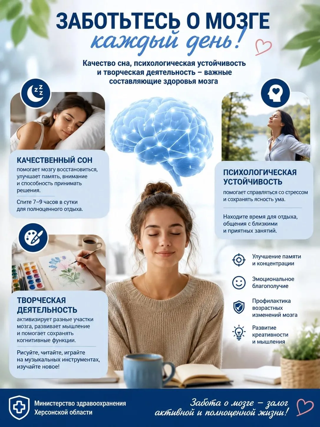 🧠 Здоровый мозг начинается с простых привычек

Здоровье головного мозга зависит не только от правил