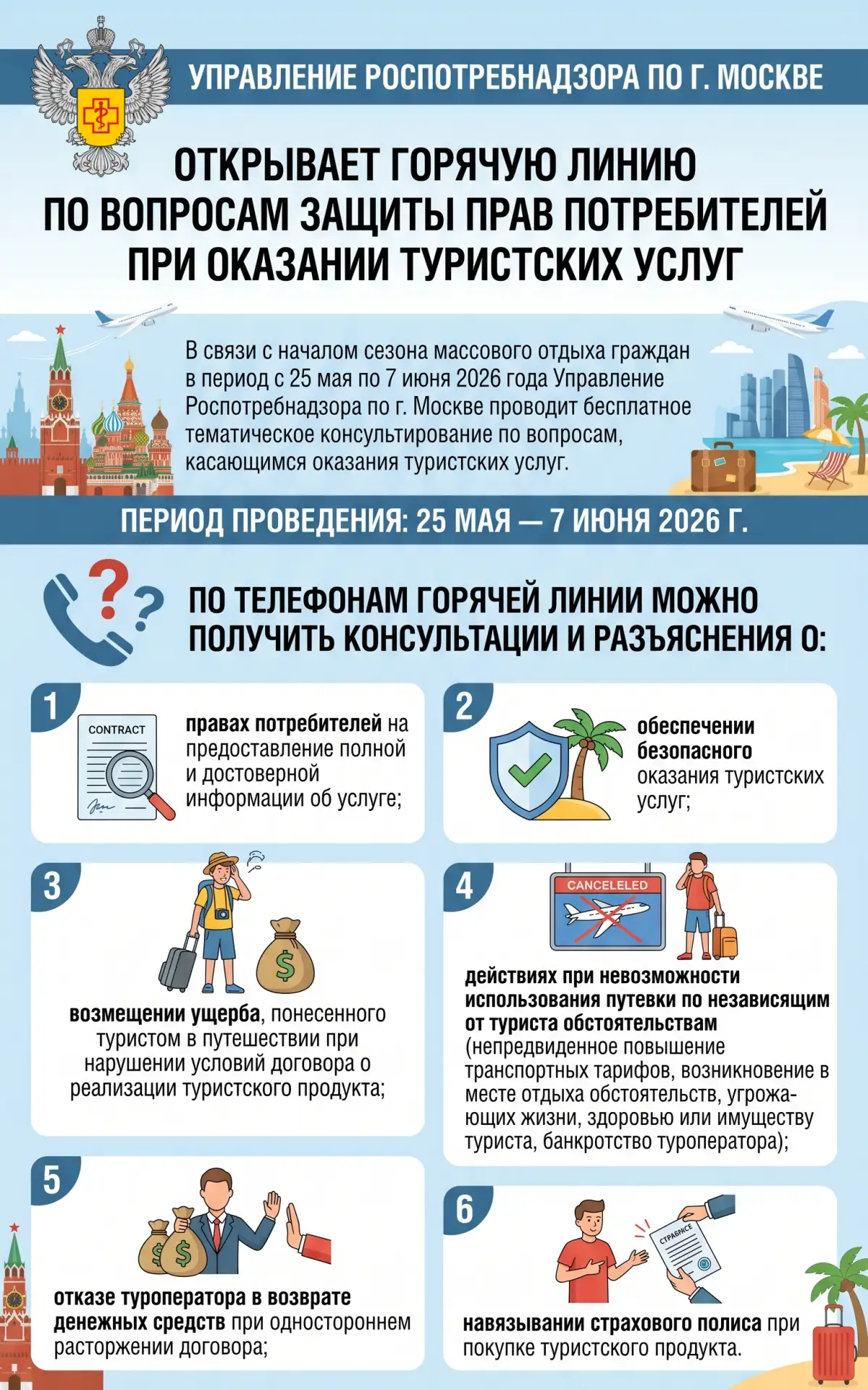 Управление Роспотребнадзора по г. Москве открывает горячую линию по вопросам защиты прав потребителе