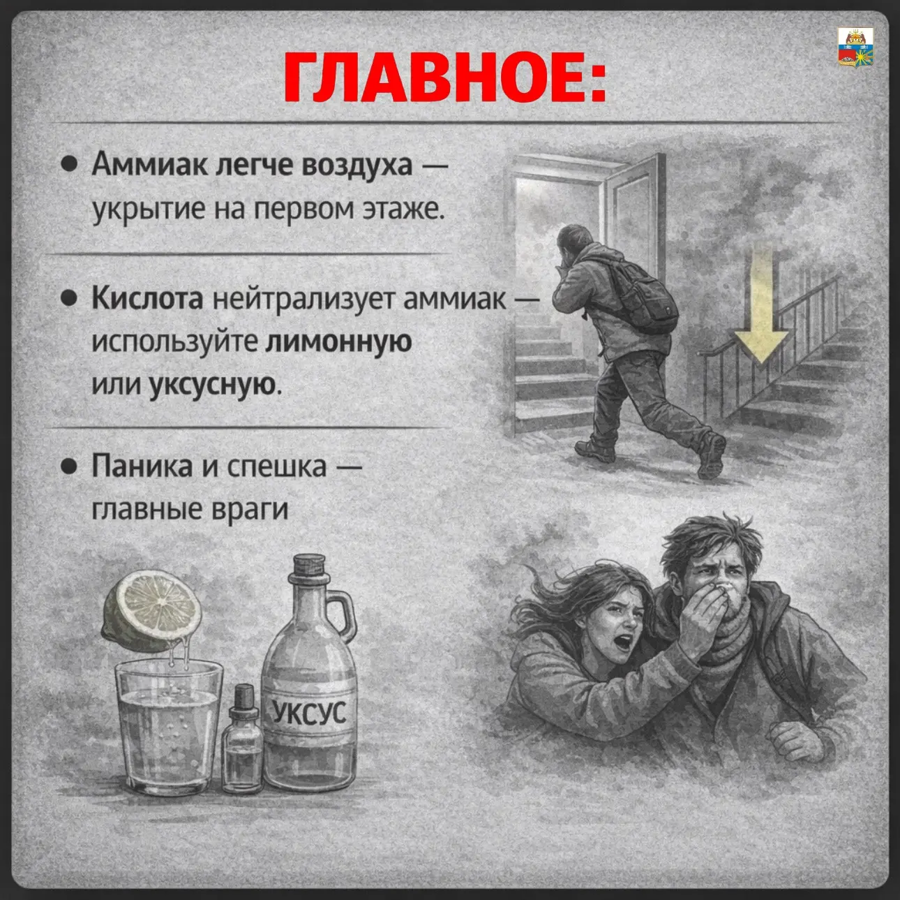 Уважаемые череповчане! Сохраните памятку с правилами действий при выбросе аммиака — эта информация м