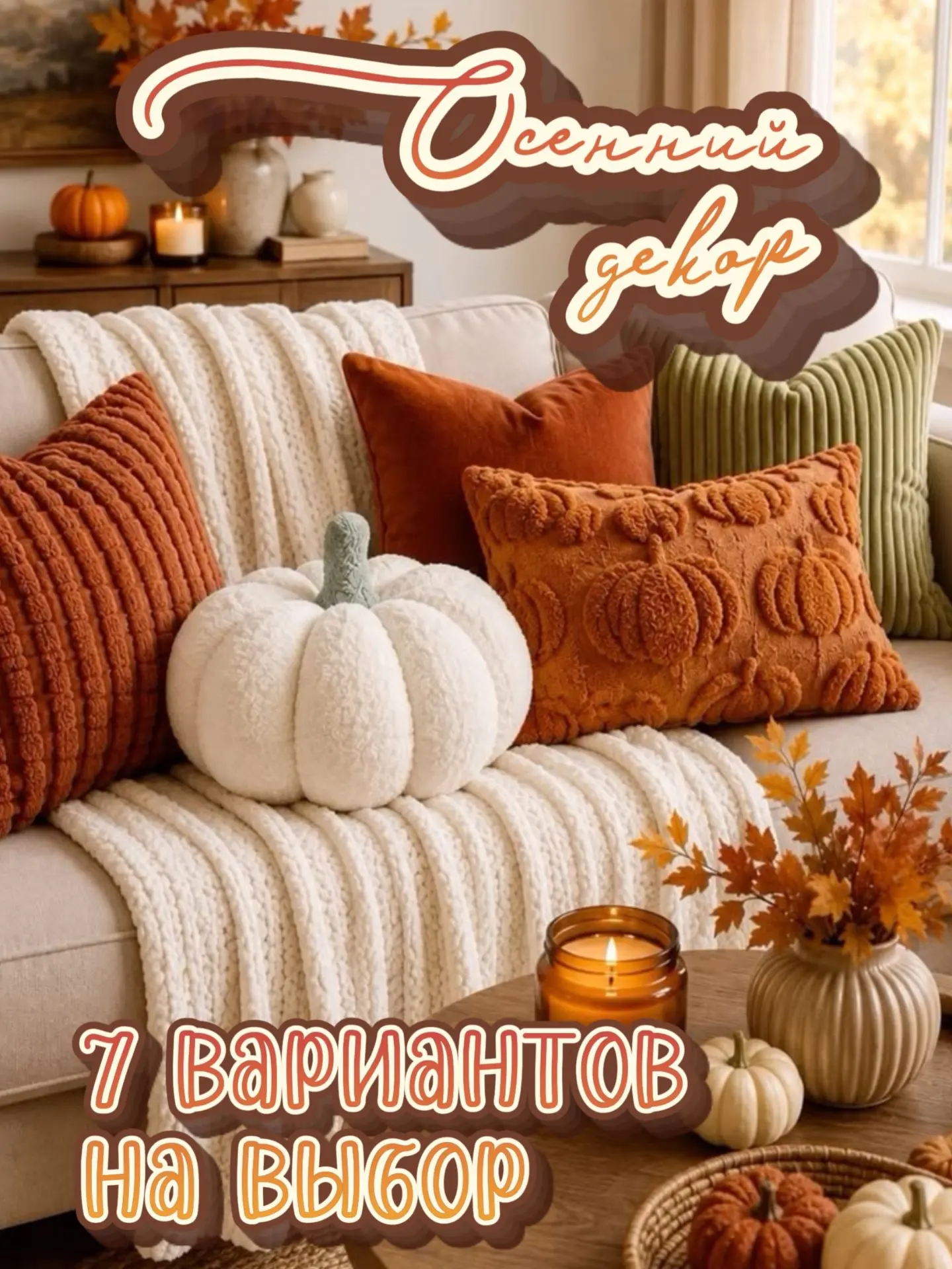 🍂 Осень в доме: 7 слайдов, на каждом два варианта на выбор