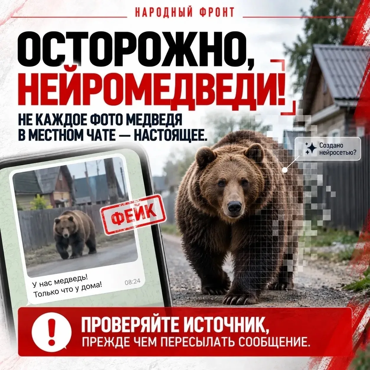 🐻 Медведь или "нейромедведь"? Народный фронт предупреждает об ответственности за опасн...
