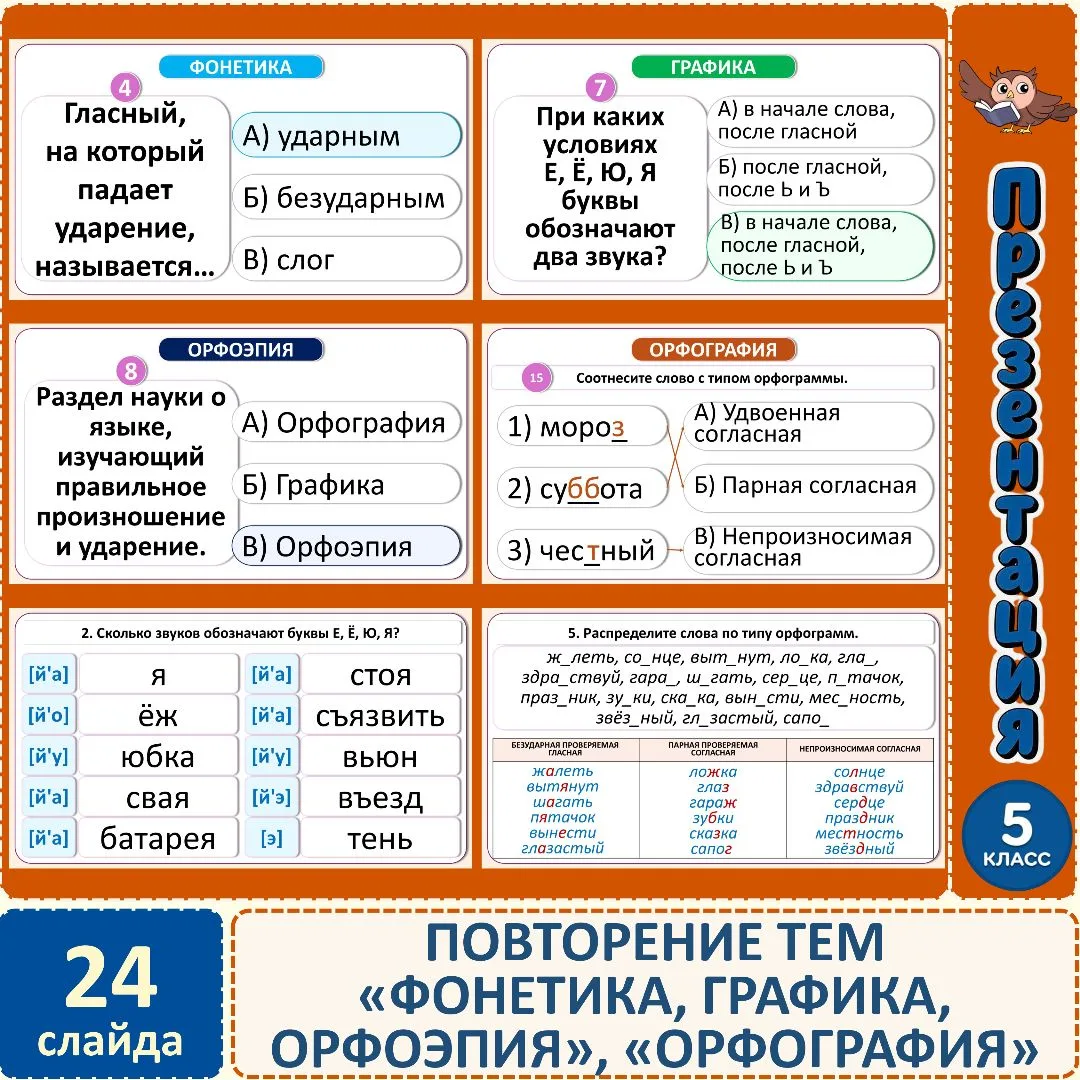 «Повторение тем "Фонетика, графика, орфоэпия", "Орфография"», 5 класс