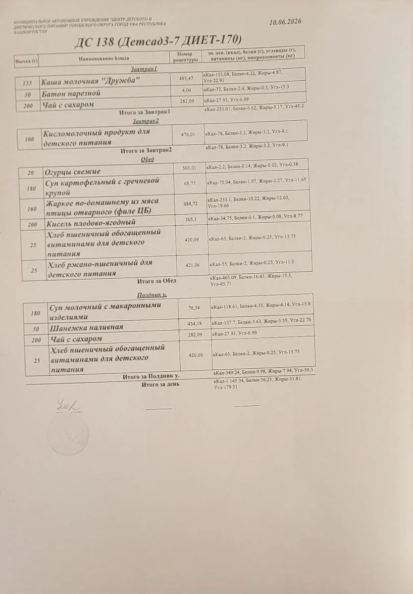 👩‍🍳Меню на 10 июня 2026