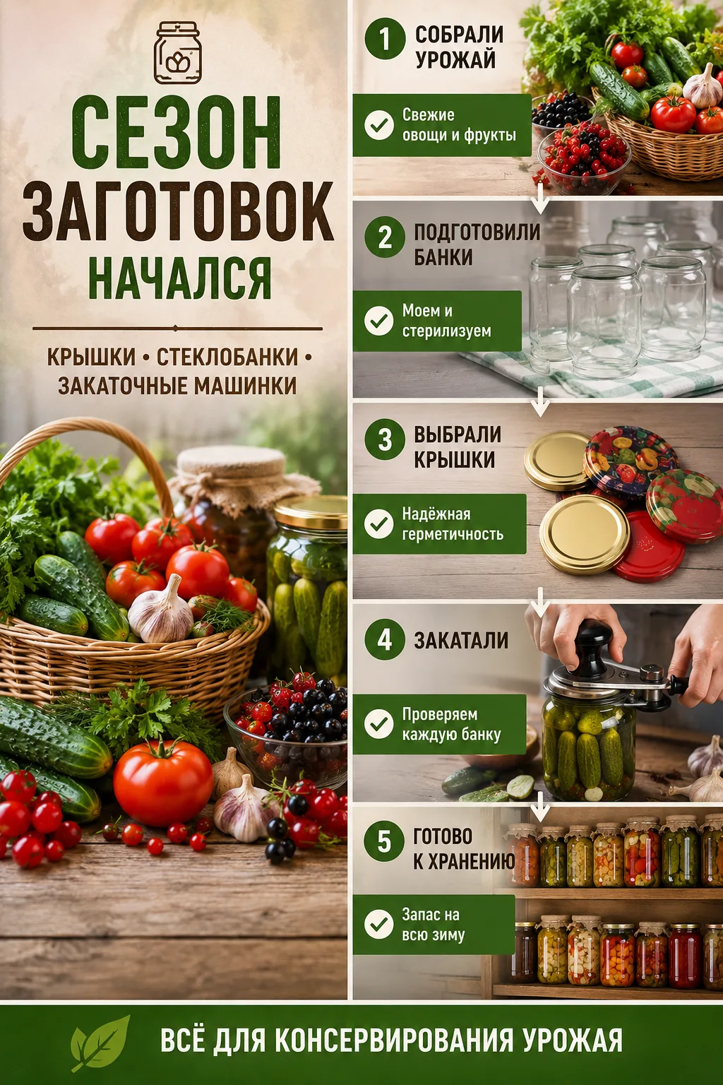 🫙 Сезон заготовок в самом разгаре!

Домашние огурчики, ароматное варенье, компоты и салаты начинают