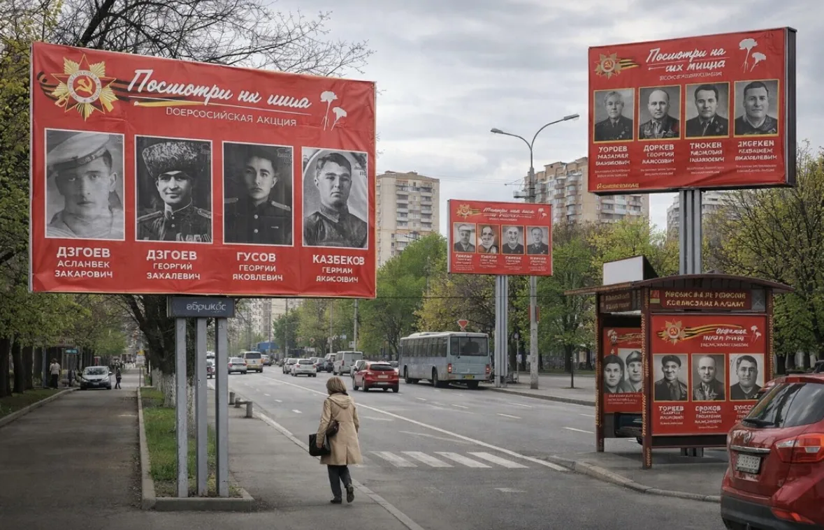 Портреты фронтовиков начали размещать на улицах Владикавказа  Во Владикавказе стартовала акция «Посм