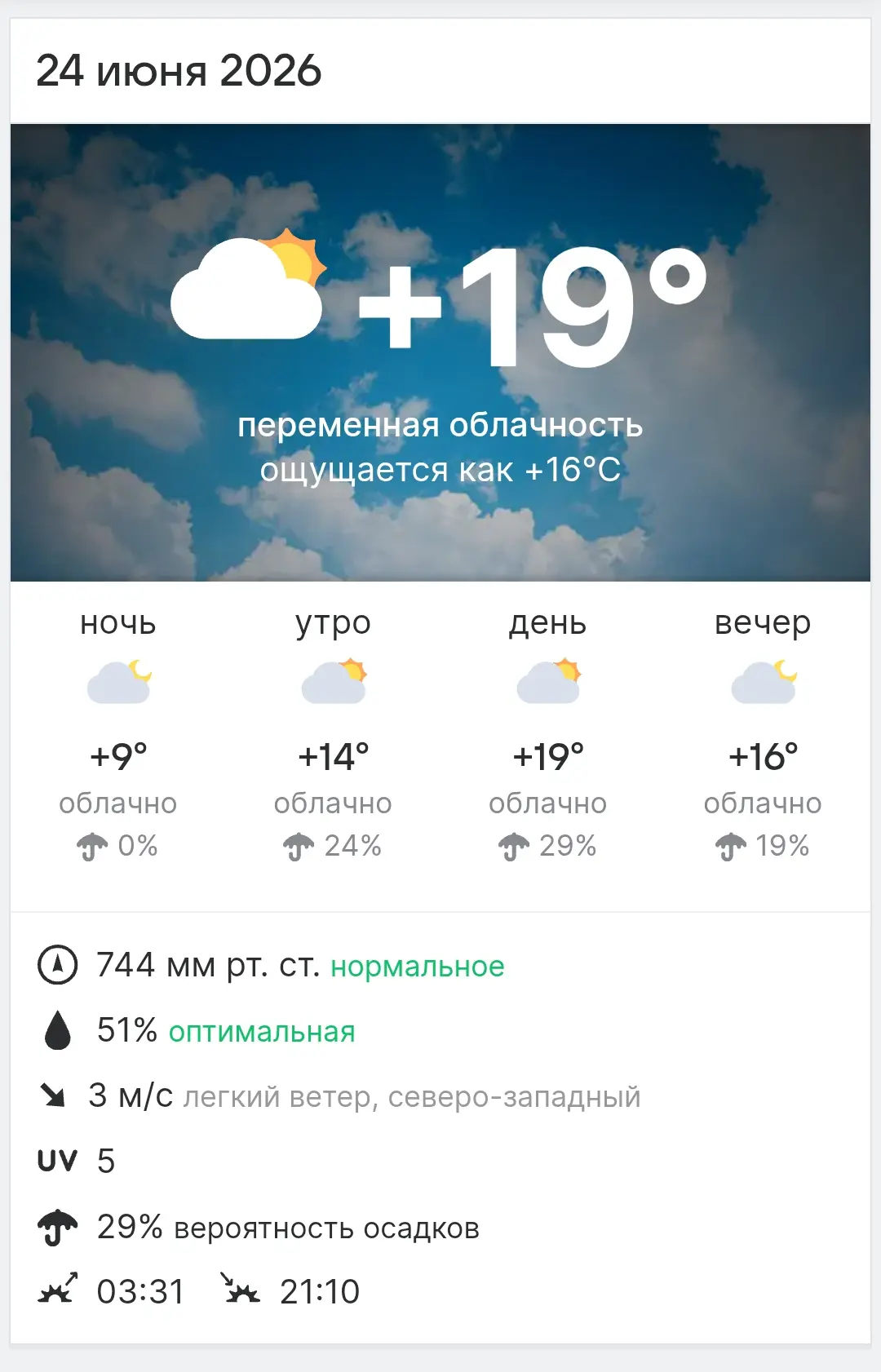 Погода сегодня