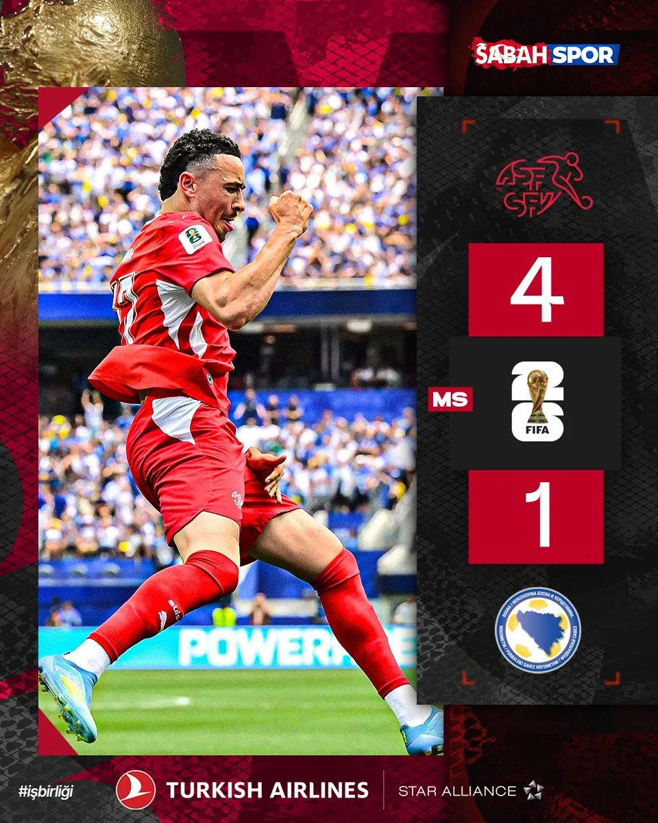 ⚽️ Сборная Швейцарии одержала разгромную победу над командой Боснии и Герцеговины в матче второго ту