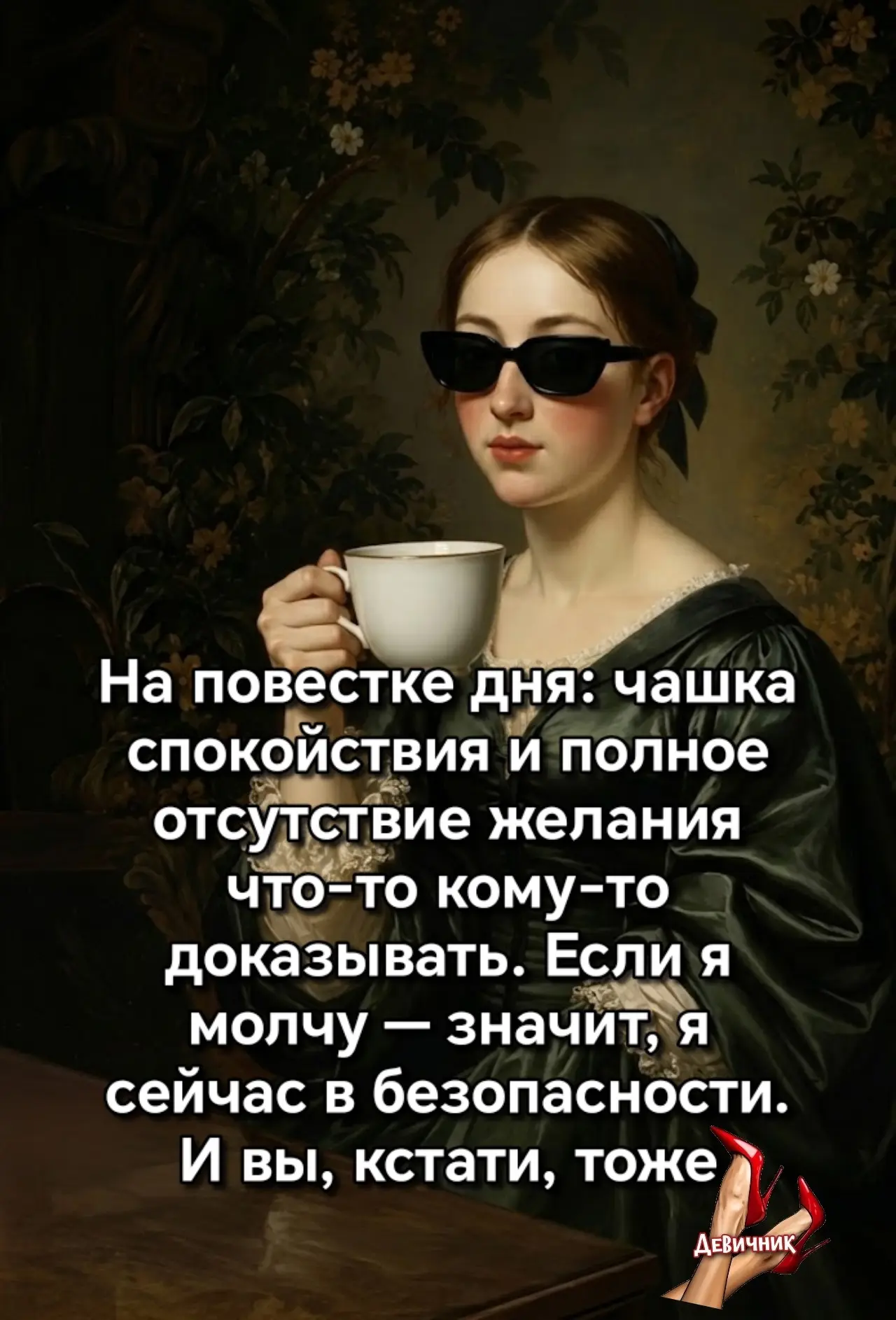 Если я молчу, это не значит, что мне нечего сказать. Это значит, что мой душевный покой...