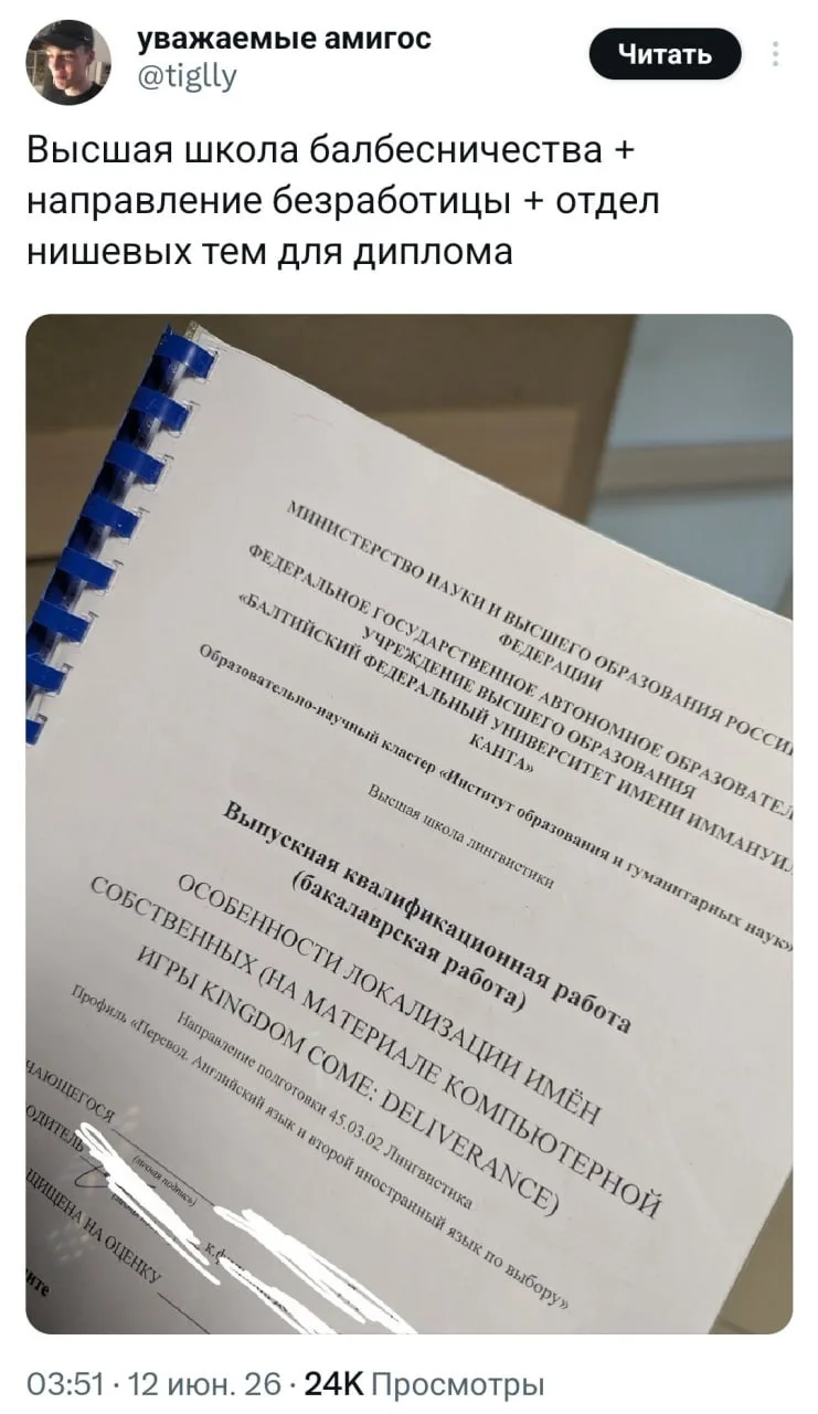 Россияне начали писать дипломы на тему Ведьмака и других видеоигр.

Выпускники вузов всё чаще выбира