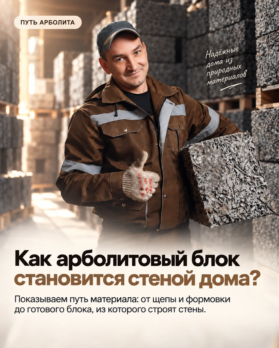 Что происходит с арболитовым блоком, прежде чем он станет стеной вашего дома? 🏠