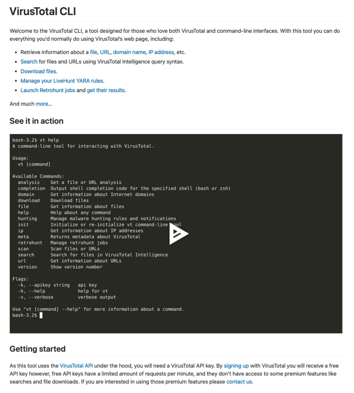 •  Если честно, то я никогда не замечал тот факт, что у сервиса VirusTotal есть свой CLI инструмент.
