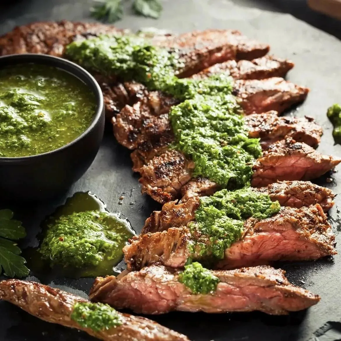 Аргентинский стейк с соусом Чимичурри — огонь и зелень 🔥🥩🇦🇷

В Аргентине мясо жарят на углях и п