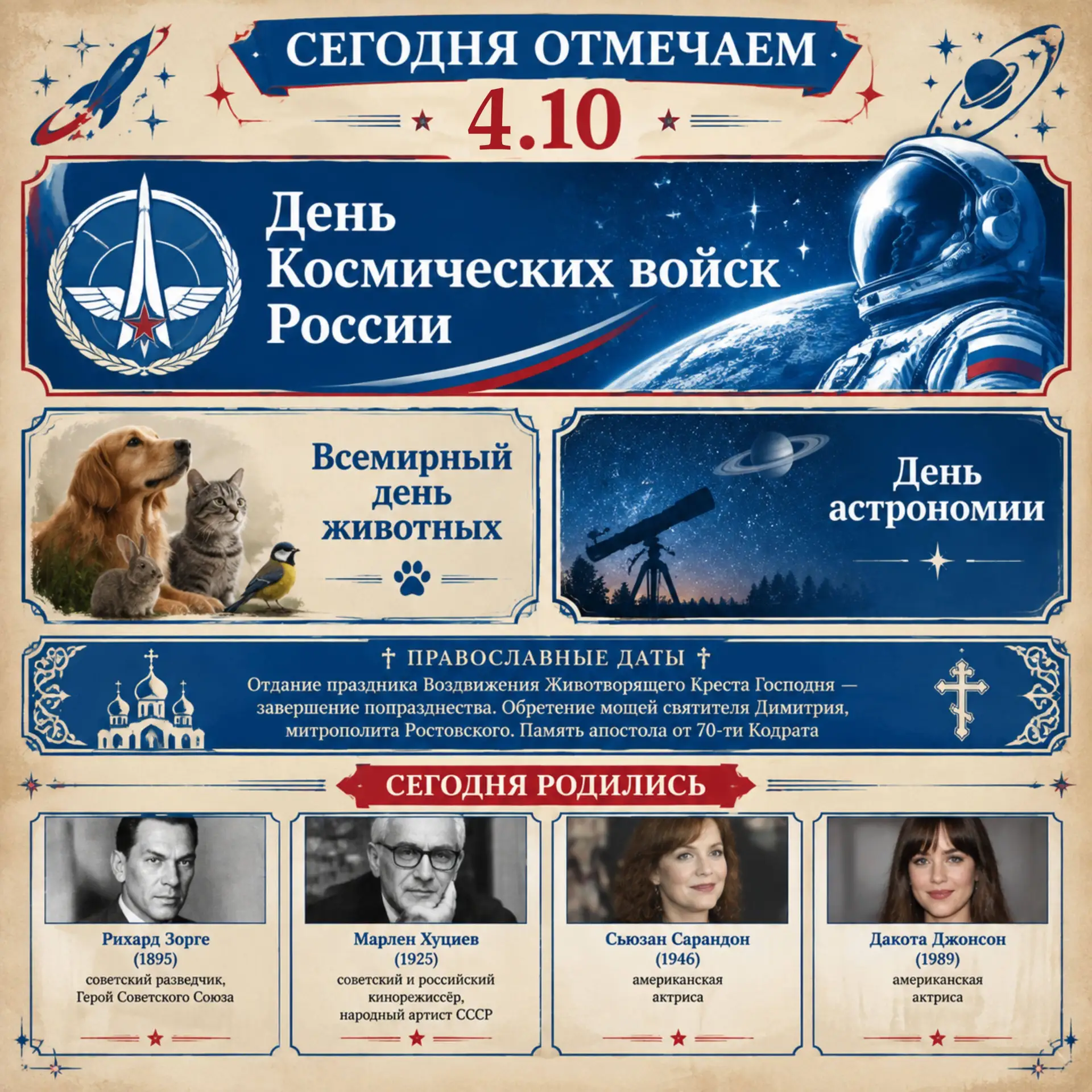 4 октября - День астрономии и военно-космических сил