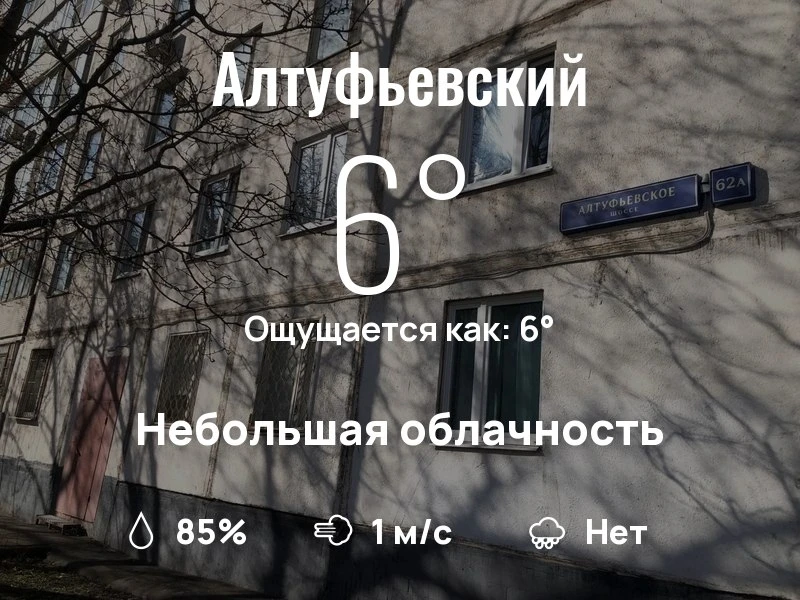 Что с погодой в Алтуфьевском?