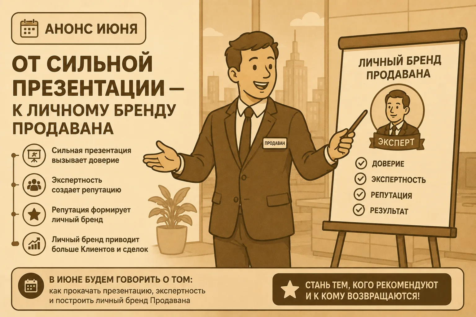 П. Итоги мая и анонс новой темы: от сильной презентации — к личному бренду Продавана