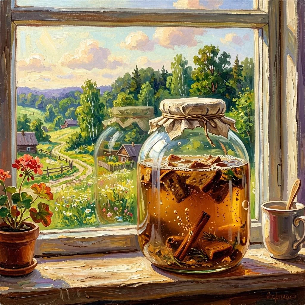 Вот муж мой, я хочу сказать, молодец. ⁣⁣⠀
Ему захотелось домашнего кваса. Настоящего, на сухариках, 
