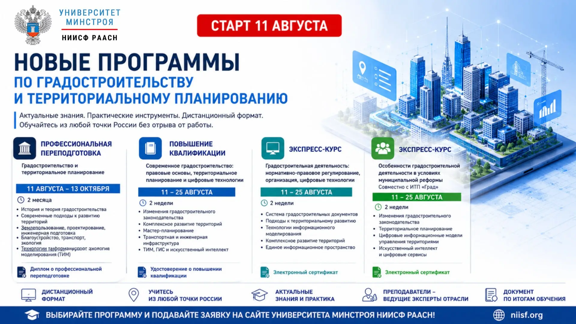 Университет Минстроя запускает 4 программы по градостроительству, ТИМ и муниципальной реформе. Подро