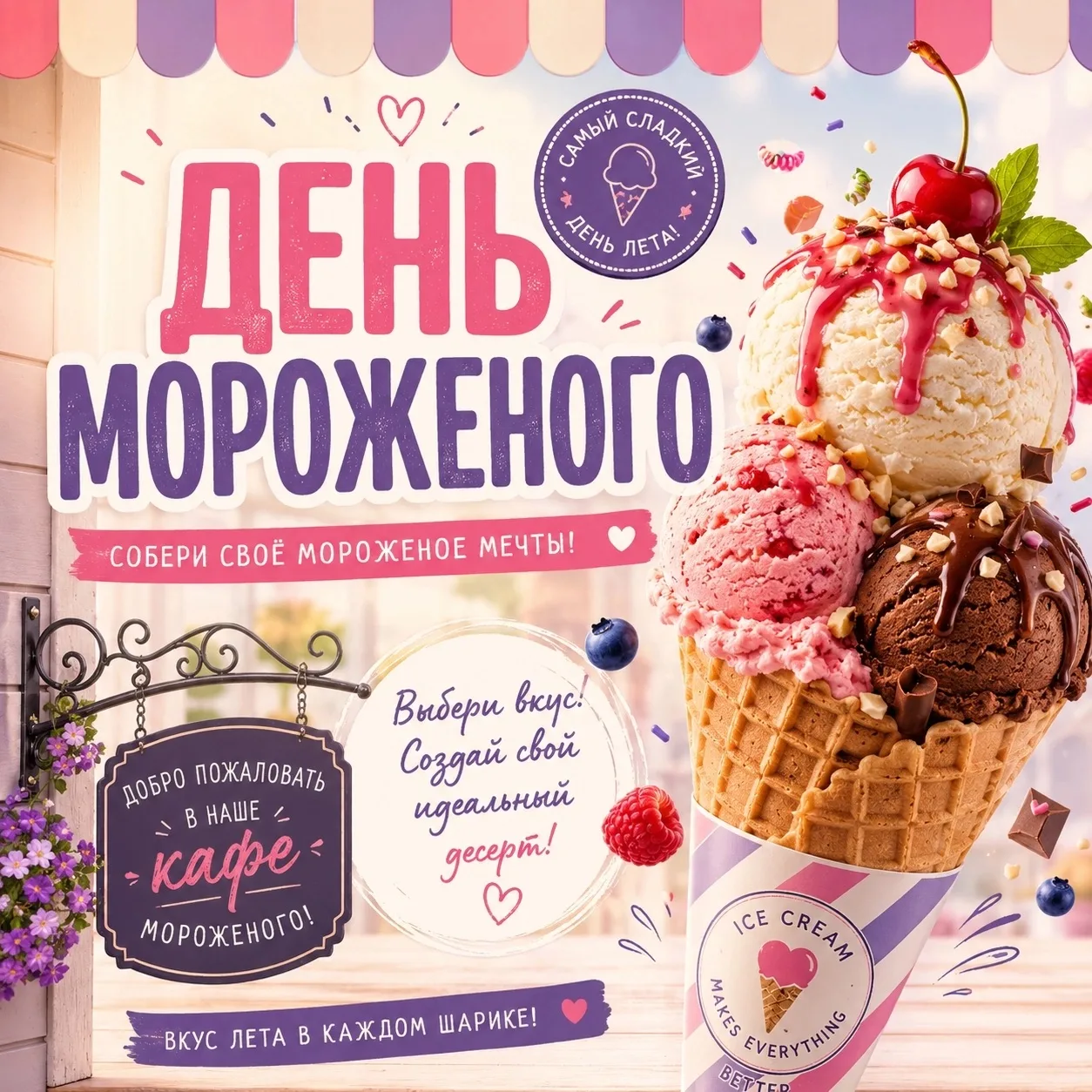 🍦 Самый сладкий день лета!

10 июня отмечается Всемирный день мороженого. Считается, что именно в э