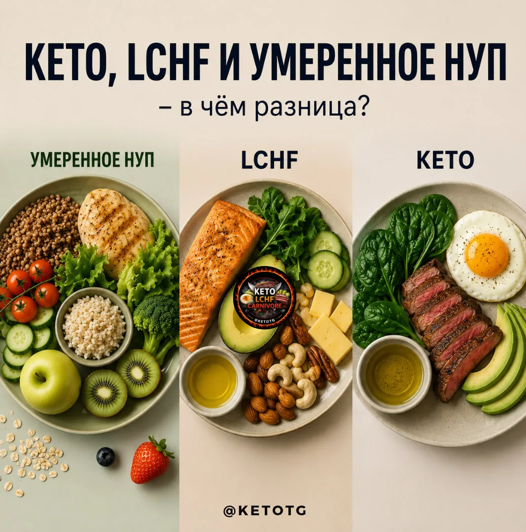 🥑 Кето, LCHF и умеренное НУП — в чём разница?