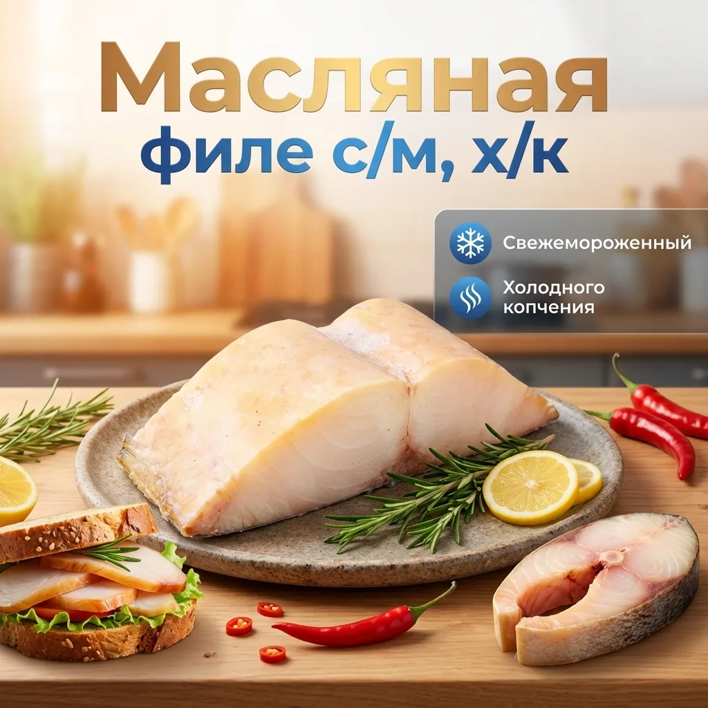 👉🐟Филе масляной рыбы х/к, цена: 1️⃣3️⃣5️⃣0️⃣₽/кг. арт. 5305