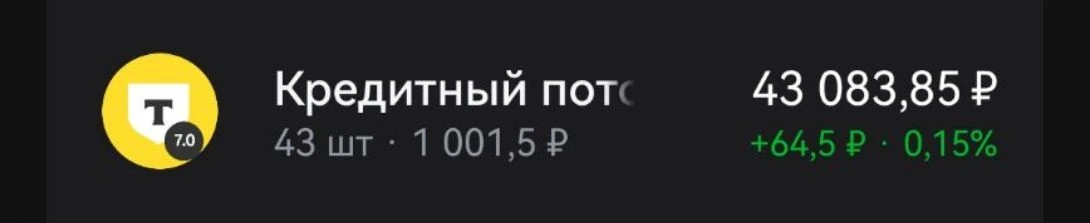 Кредитный поток 7 уже в портфеле. Какой-то апсайд даже есть. На фоне падения огромного ...