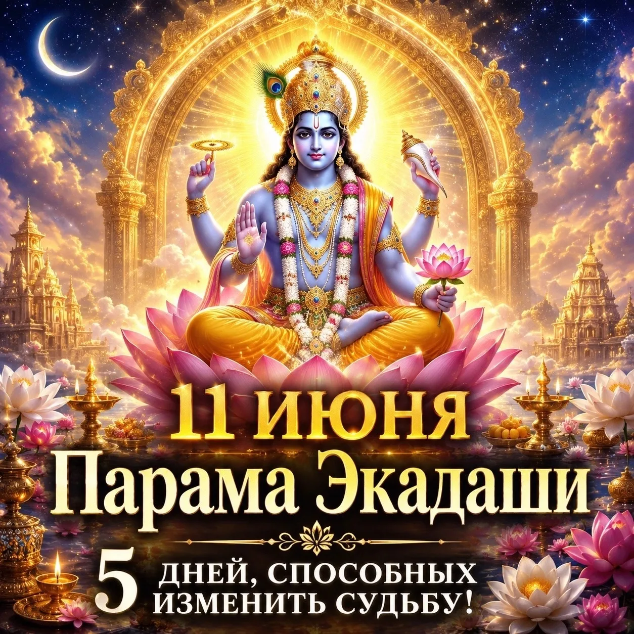 ✨11.06. ПАРАМА ЭКАДАШИ И НАЧАЛО ПАНЧАРАТРИКИ: 5 ДНЕЙ, КОТОРЫЕ СПОСОБНЫ ИЗМЕНИТЬ ЖИЗНЬ К ЛУЧШЕМУ 

Па