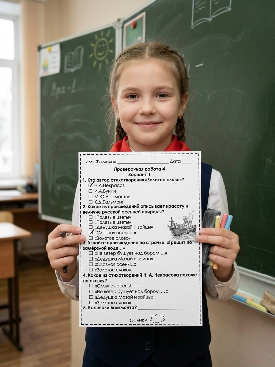 Проверочная работа по чтению 3кл №4.