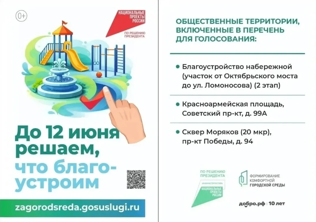 2 дня до окончания голосования по федеральному проекту "Формирование комфортной городской среды"
В Ч