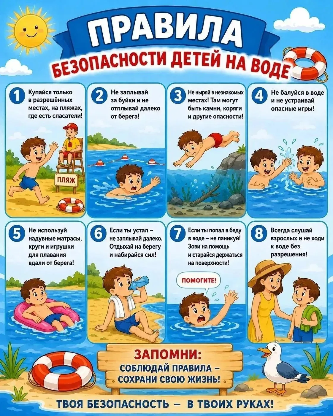 💦Безопасный отдых у воды – это просто! ☀️